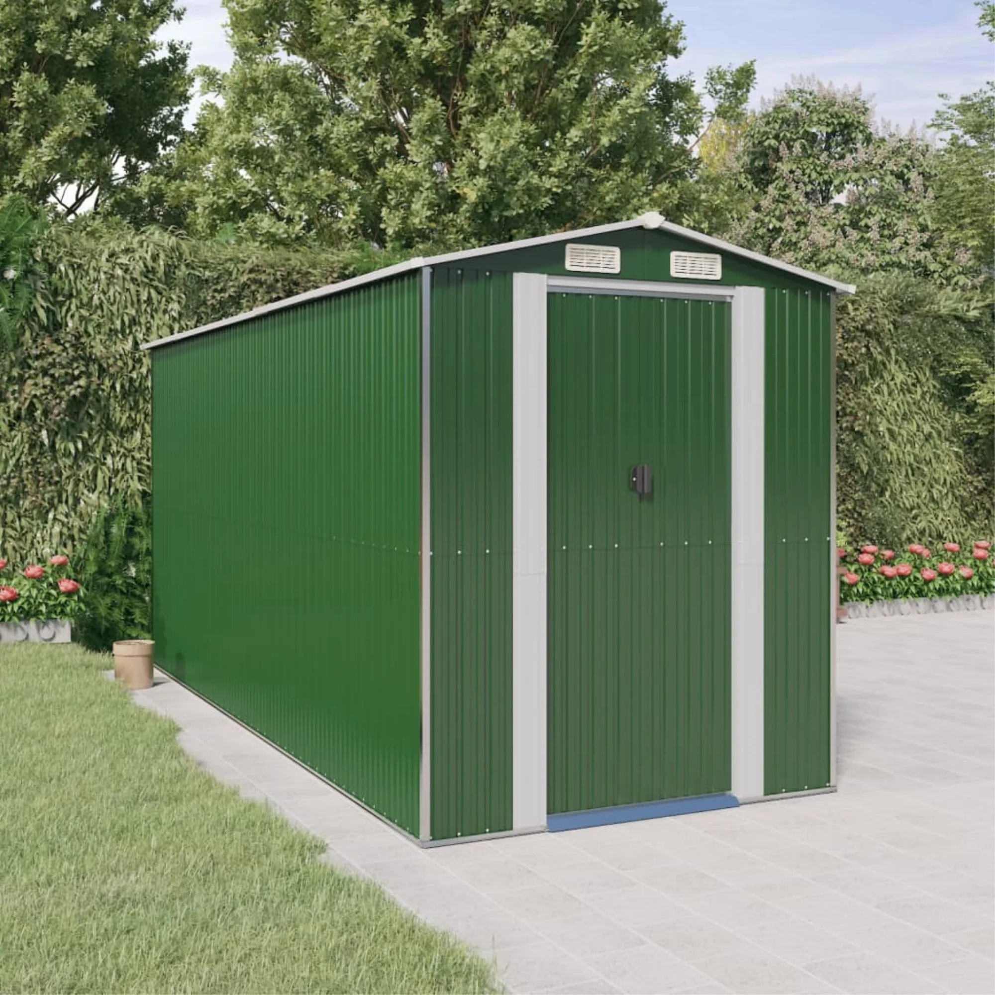vidaXL Garden Shed Green 75.6