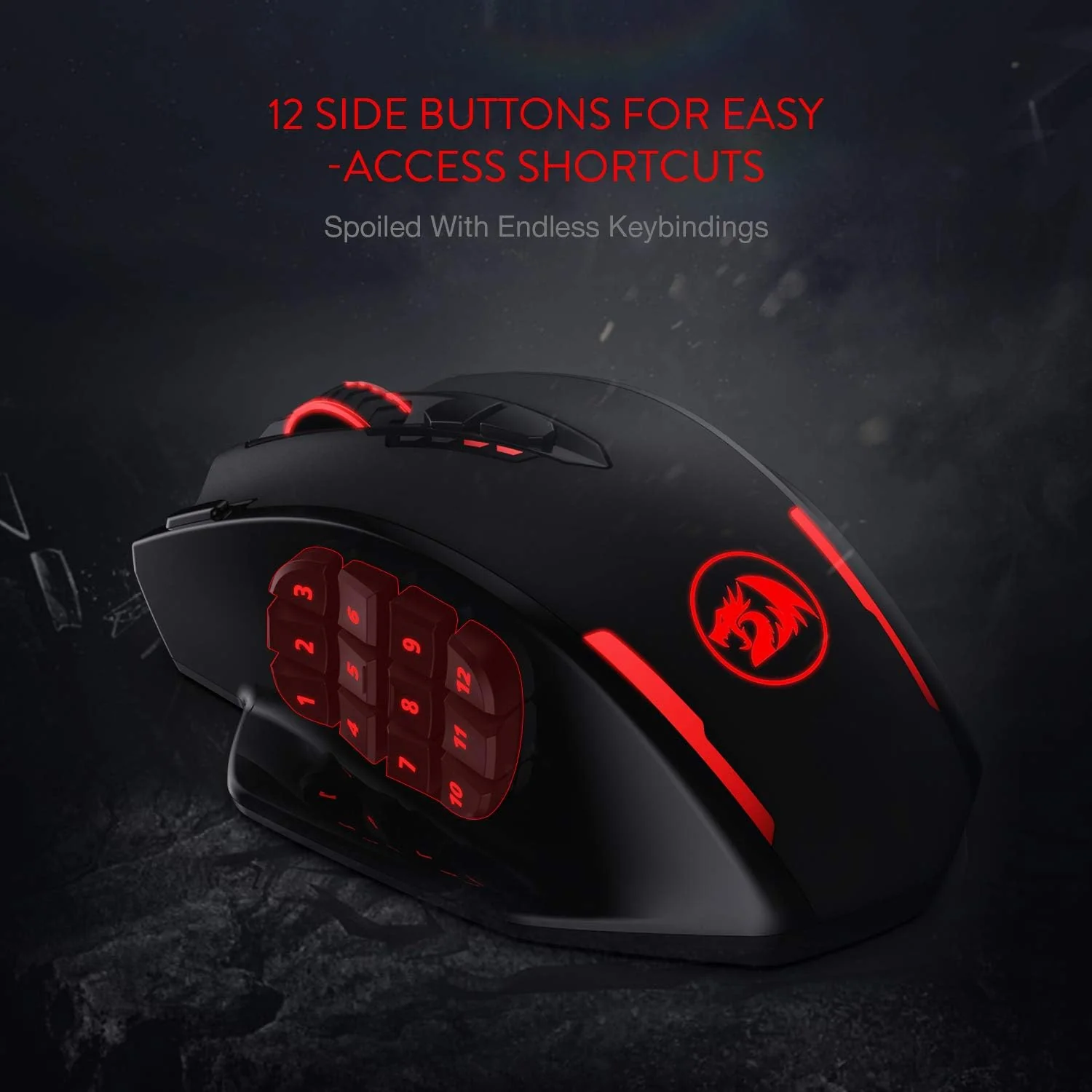 Redragon M913 Wireless Mouse, RGB MMO Gaming Mouse