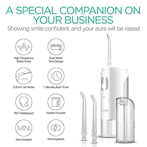 VOYOR-HEALTH voyor mini water flosser cordless portable oral irrigator rechargeable &a; ipx7 waterproof plaque remover for teeth with 2 deta