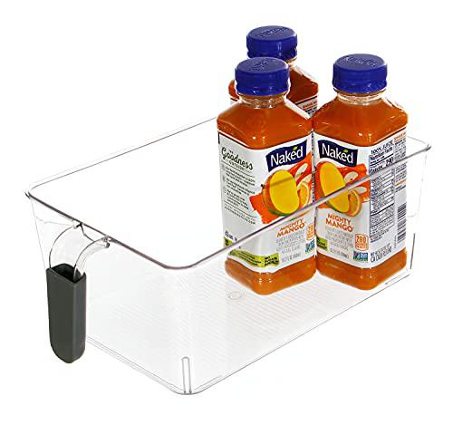 Serenita clear food storage bins with handle, refrigertor organizer containers, canister sets for kitchen counter, 12.0x6.9x4.3