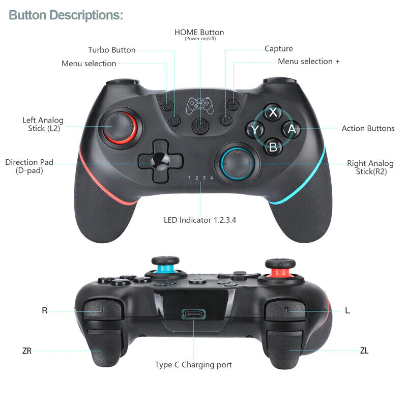 Great Choice Products Wireless Controller Gamepads Joypad Remote Joystick For Nintendo Switch Console