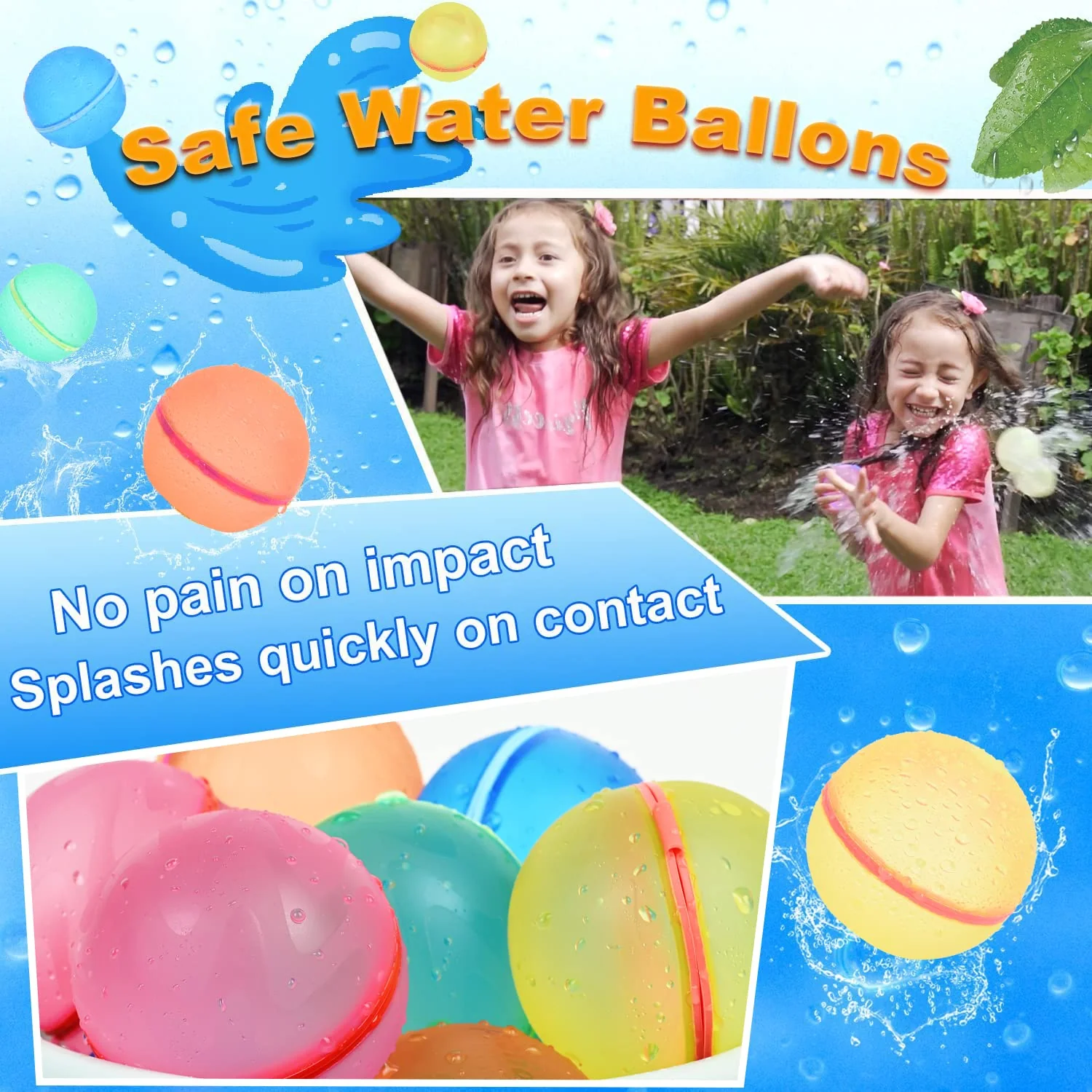 98K Reusable Water Balloons Self Sealing Easy Quick Fill, Silicone Water Balls Summer Fun Outdoor Water Toys games for Kids Adul