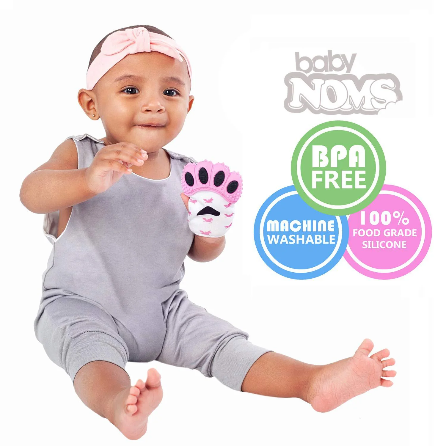 babynoms  teething mitten | the original teething paw | safe silicone teething toys or teething ring provides self-soothing t