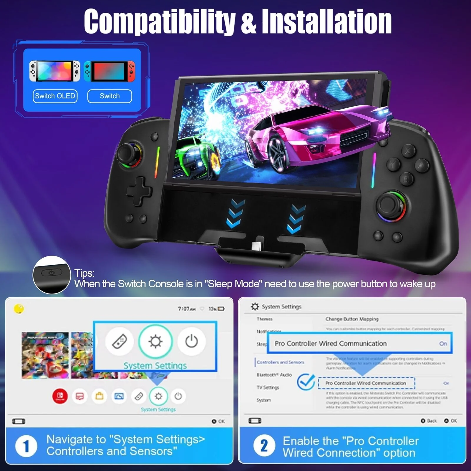 thinkstar Handheld Grip Controller Gamepad Fit For Nintendo Switch /Oled Joy-Con Replace
