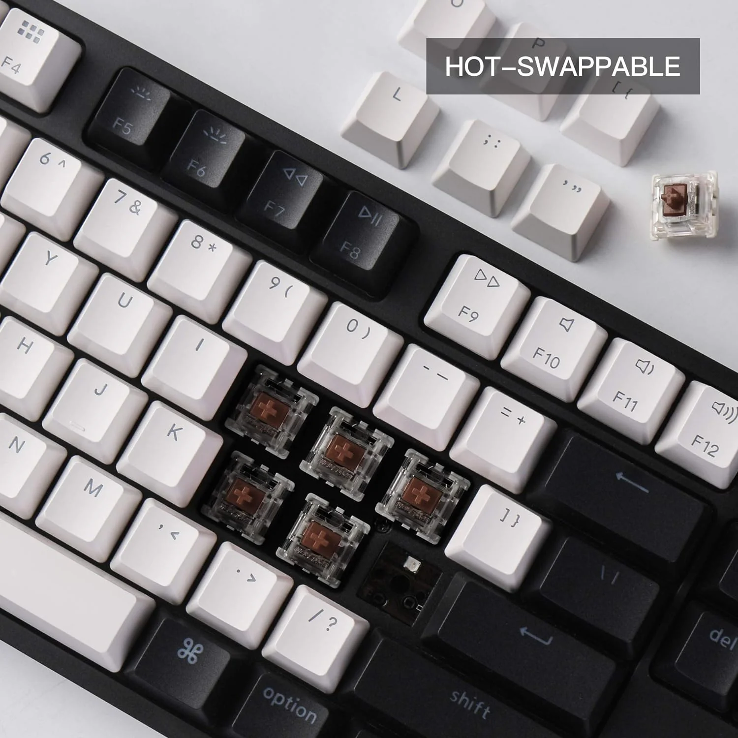 Zell Electronics Zell C1 Hot-Swappable Wired Mechanical Computer Keyboard With Gateron G Pro Brown Switch/Double-Shot Abs Keycaps/White Backli…