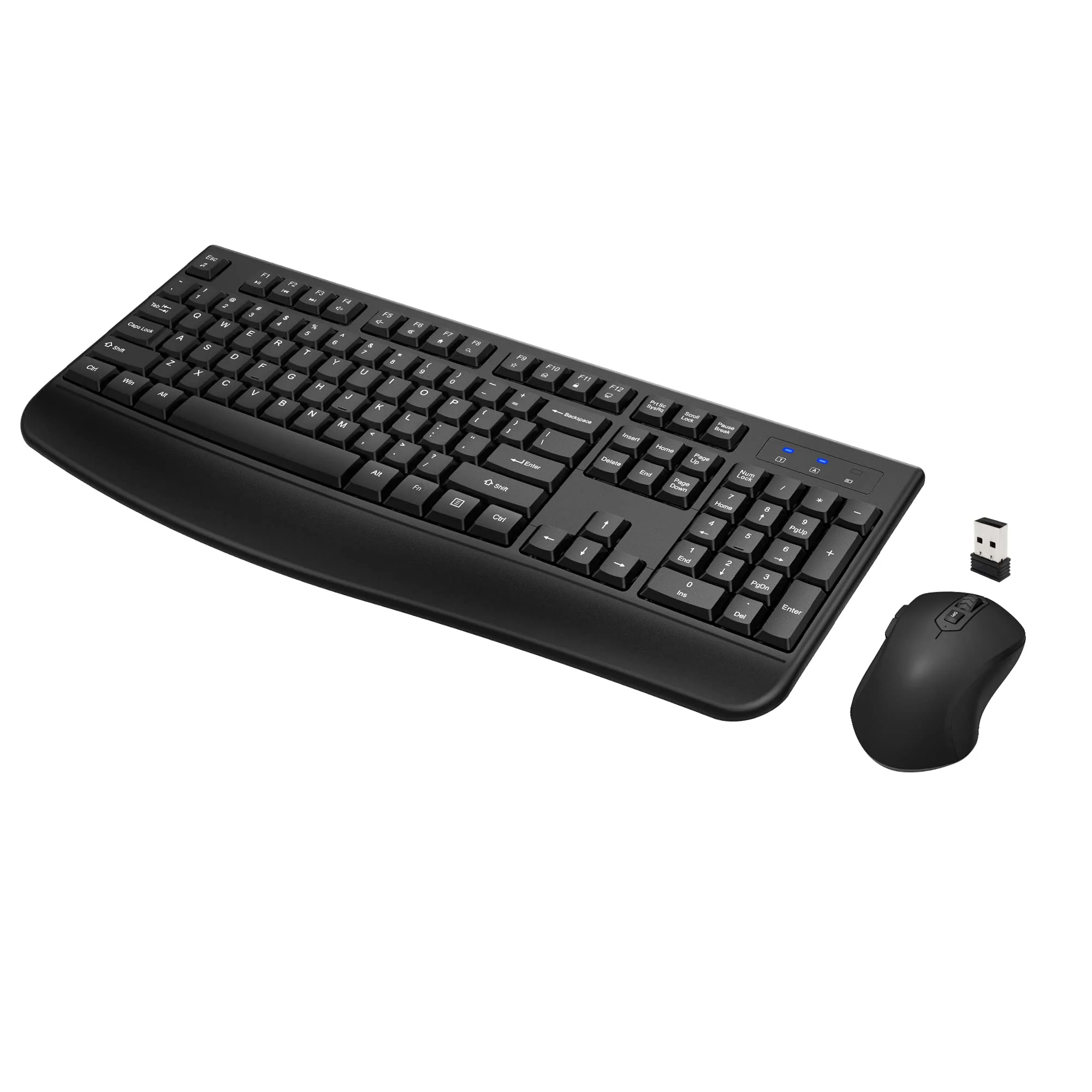 Loigys Wireless Keyboard and Mouse Combo, Full-Sized 2.4GHz Wireless Keyboard with Comfortable Palm Rest and Optical Wireless Mouse for