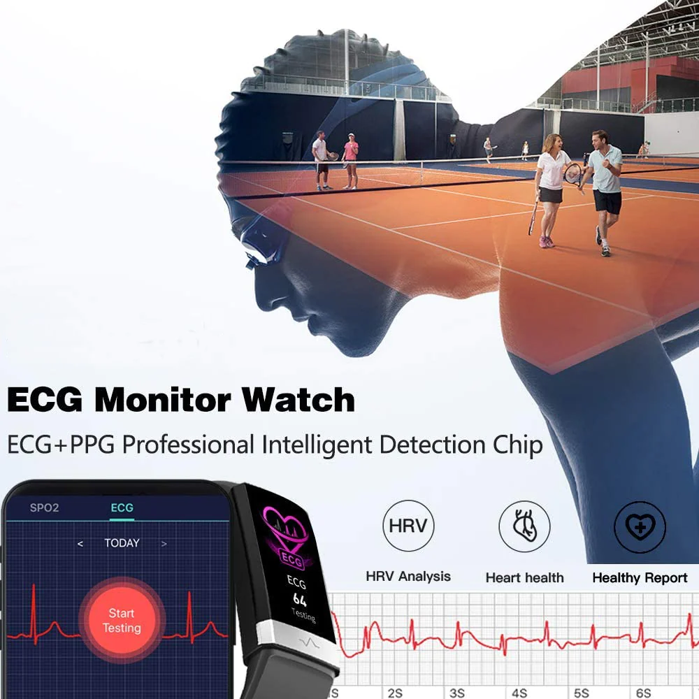 Indigi TS1 IP67 Waterproof Fitness Tracking SmartWatch w/ Dynamic Heart Rate + Body Temp + Blood Pressure + Pedometer