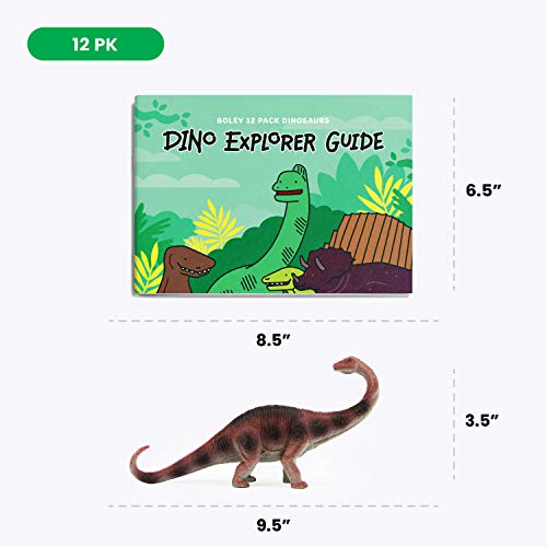 Boley 12 Pack 9-Inch Educational Dinosaur Toys - Kids Realistic Toy Dinosaur Figures for Cool Kids and Toddler Education! (T-Rex