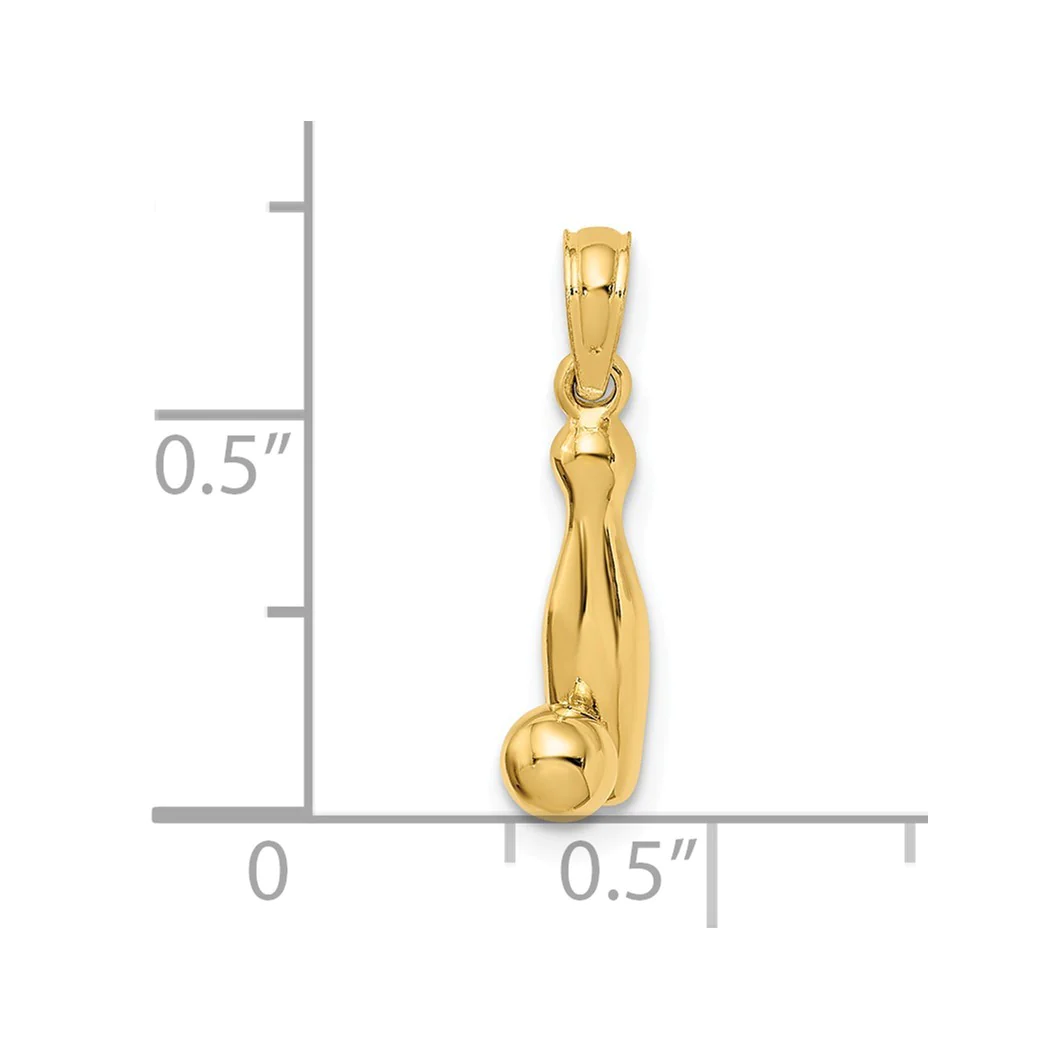 Jewelryweb 14k 3-D Bowling Pin and Ball Pendant