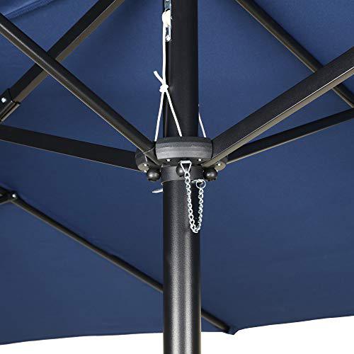 lokatse home 15 ft twin patio umbrella double sided outdoor sunshade canopy with crank for garden table market beach shade ou
