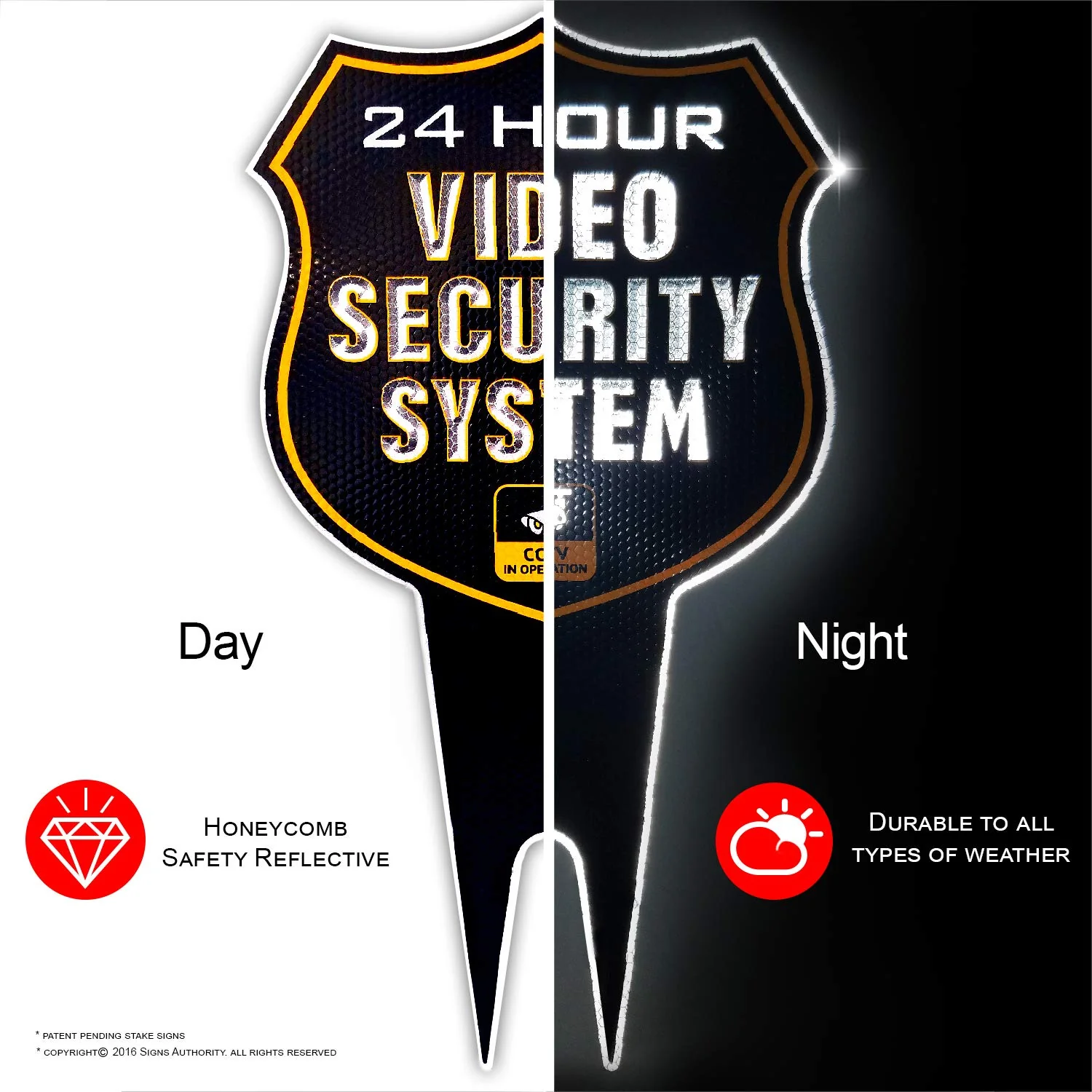 Signs Authority 24-h Video Black Reflective Surveillance Signs 10 x18
