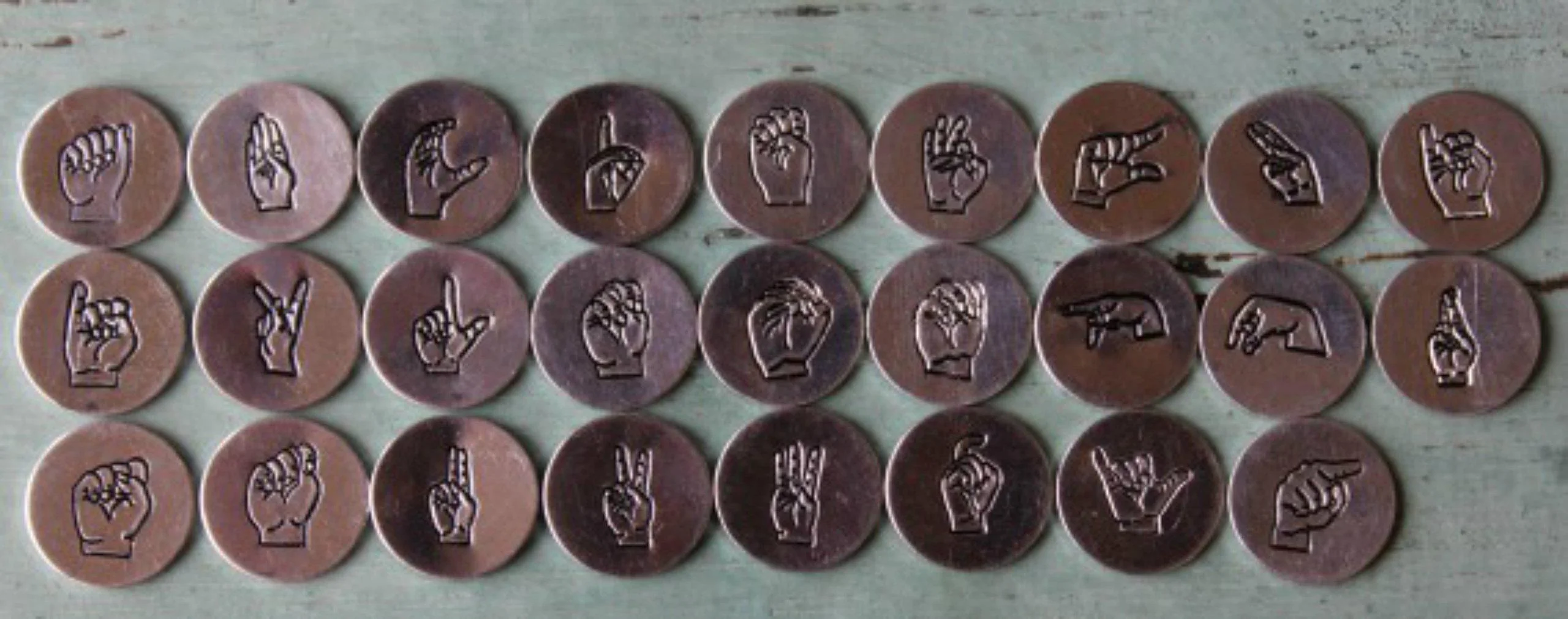 The Supply Guy 26 stamp asl sign language alphabet letter metal punch design jewelry stamp set