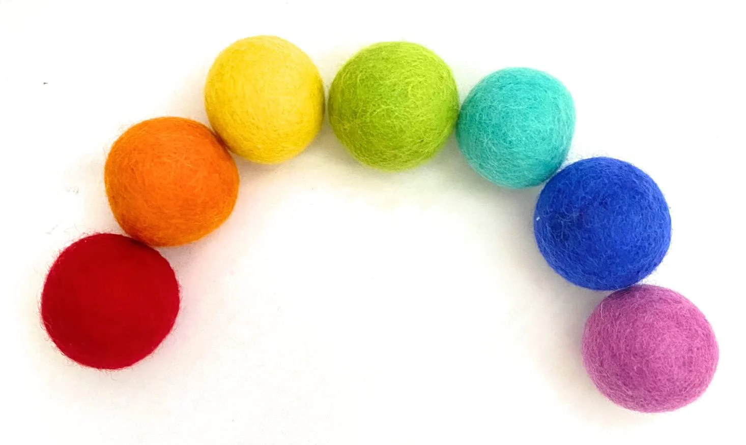Wildflower by Hu Hands rainbow large felt balls | montessori wool pom poms for baby, crafts, cats, essential oils, felting &a; garland | 7 roygbiv col