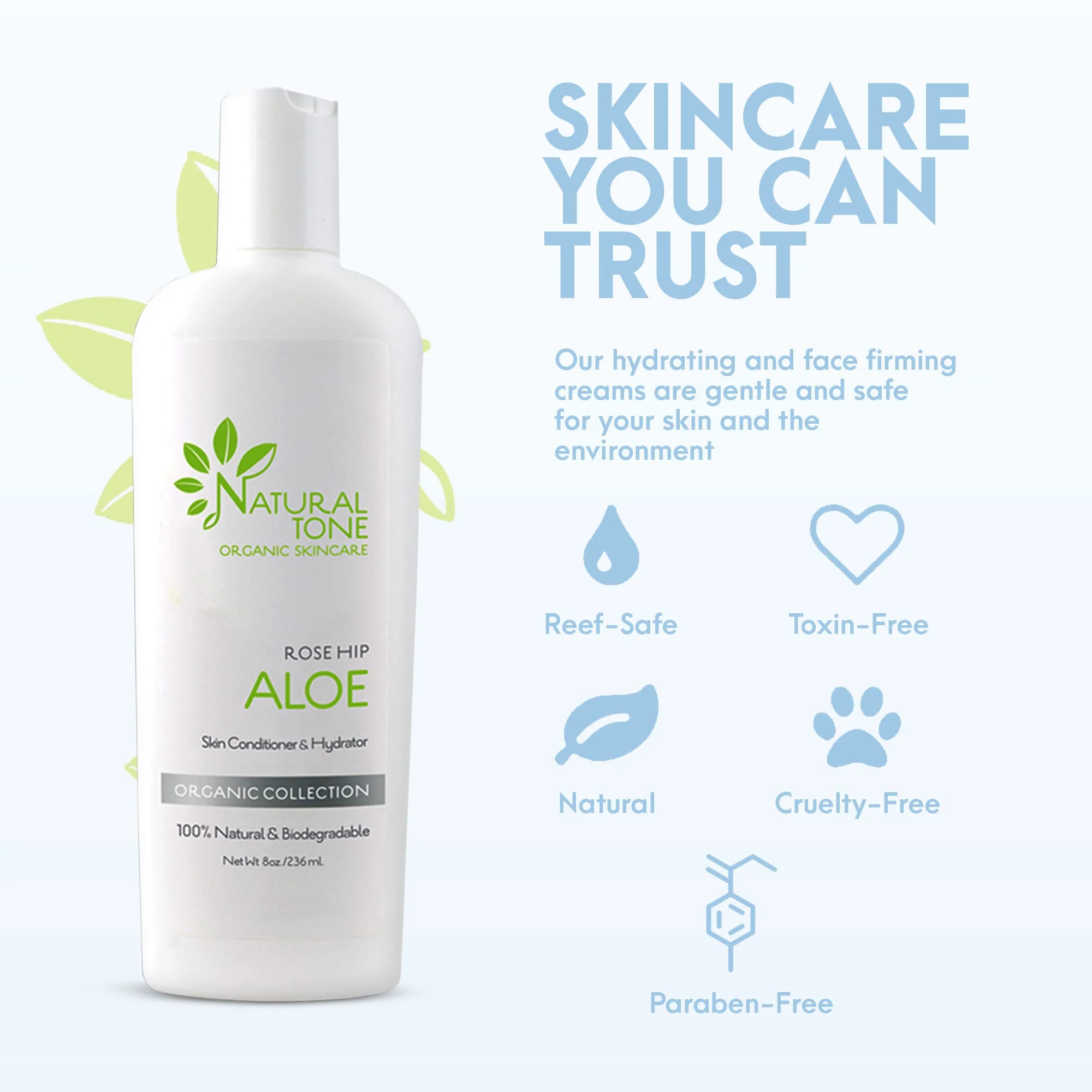 Natural Tone Organic Rosehip Aloe Lotion, Skin Conditioner and Hydrator Lotion to Prolong Your Tan, Face and Body Lotion for Dry Skin and Other Skin