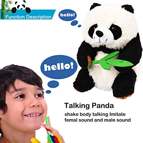 Qwifyu Talking Panda, Repeats What You Say Plush Animal Toy Buddy Panda for Boys Girls Kids Gift
