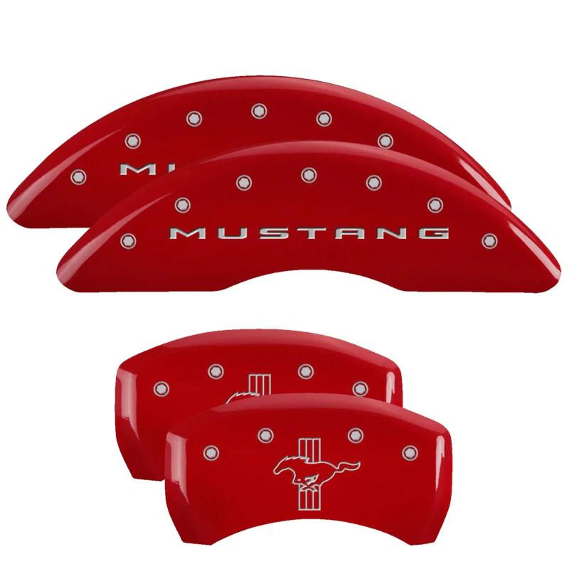 MGP Caliper Covers 10200SMB2RD Red Brake Covers Engraved with Silver Mustang/Bar &a; Pony (2015) (Set of 4 )