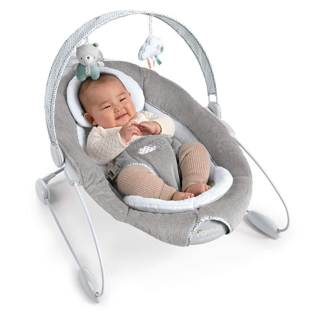 ingenuity smartbounce automatic baby bouncer seat with white noise, music, -toy bar &a; 2 plush infant toys, 0-6 months up to 2