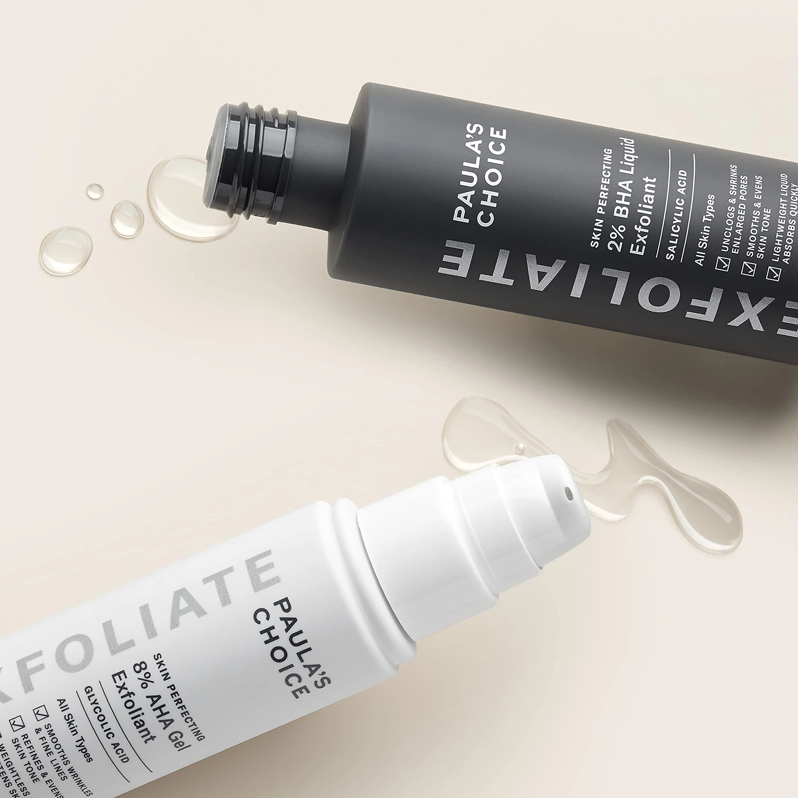 Paulas Choice Paula&s;s Choice SKIN PERFECTING 8% AHA Gel Exfoliant &a; 2% BHA Liquid Duo - Facial Exfoliants for Blackheads, Enlarged Pores, Wrin