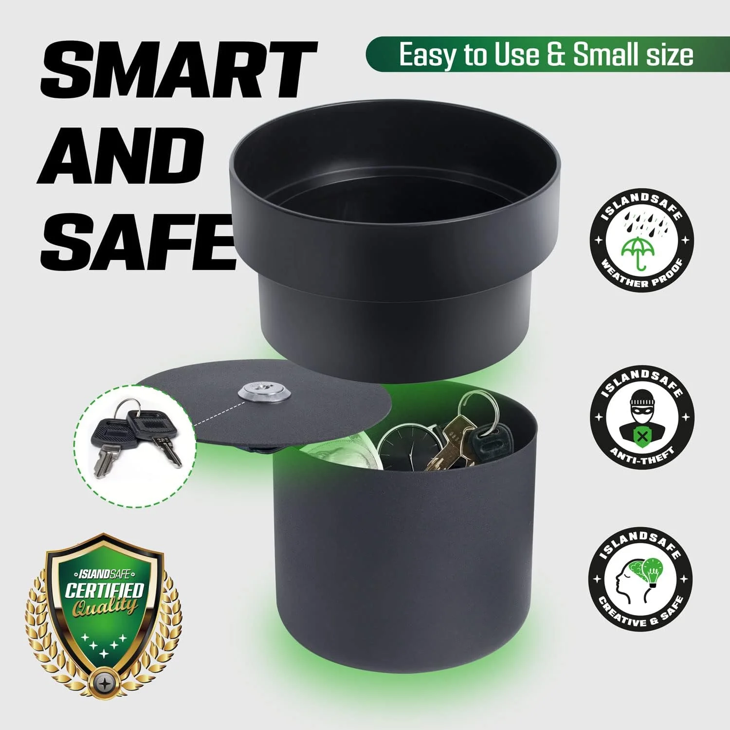 ISLANDSAFE Diversion Safe, Secret Hidden Key Safe Lock Box, Flower Pot Key Holder for Outdoor, Garden, Home, Office, Yard Hiding Vault Cas