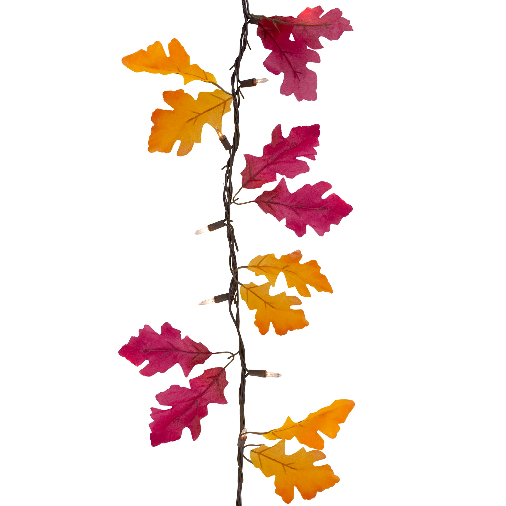 Northlight 35-Count Fall Harvest Leaves Mini Light Garland Set, 8.75ft Brown Wire
