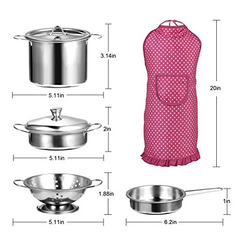 Tigerhu 26 Pieces Cutting Pretend Play Food Toys Play Kitchen Accessories Pots and Pans Set, Cooking Utensils, Apron &a; Chef Hat
