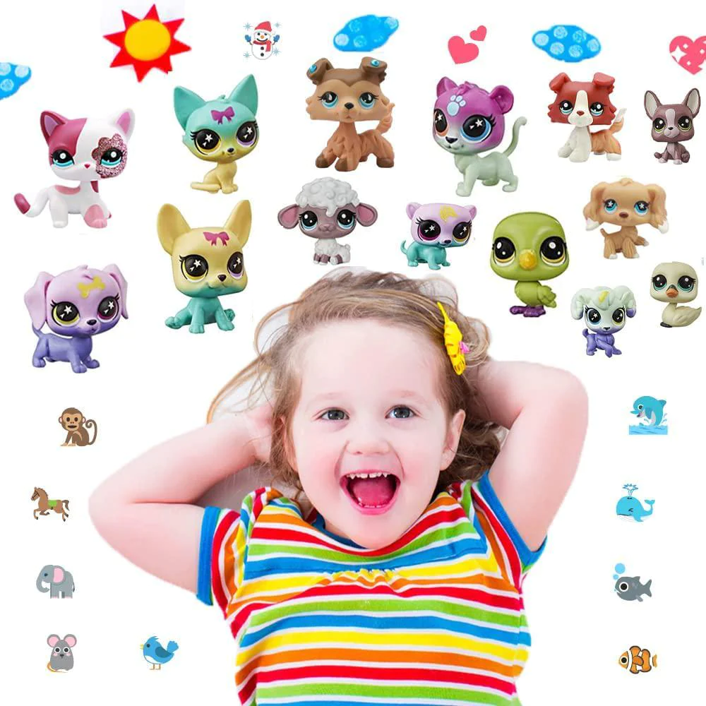 ergui us rare old lps random pack 5 pc lps toy figure cat and dog collie cocker spaniel great dane husky lot mini shop pet wi
