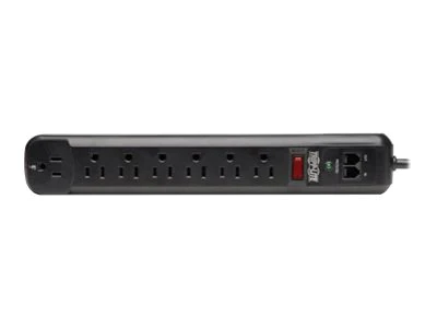 TRIPP LITE TLP76RBTEL SURGE PROTECTOR POWER STRIP 120V RIGHT ANGLE 7 OUTLET RJ11 BLACK