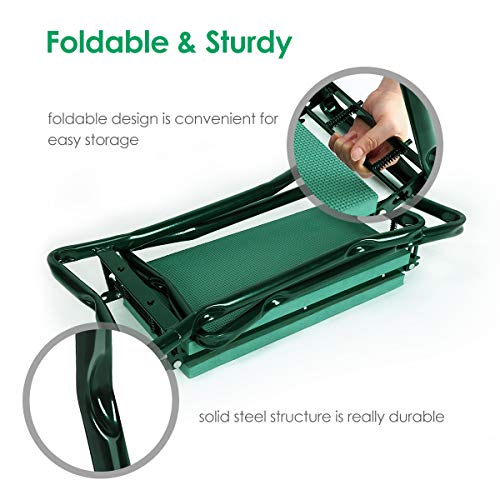 TomCare Upgraded Garden Kneeler Seat Widen Soft Kneeling Pad Garden Tools Stools Garden Bench with 2 Large Tool Pouches Outdoor