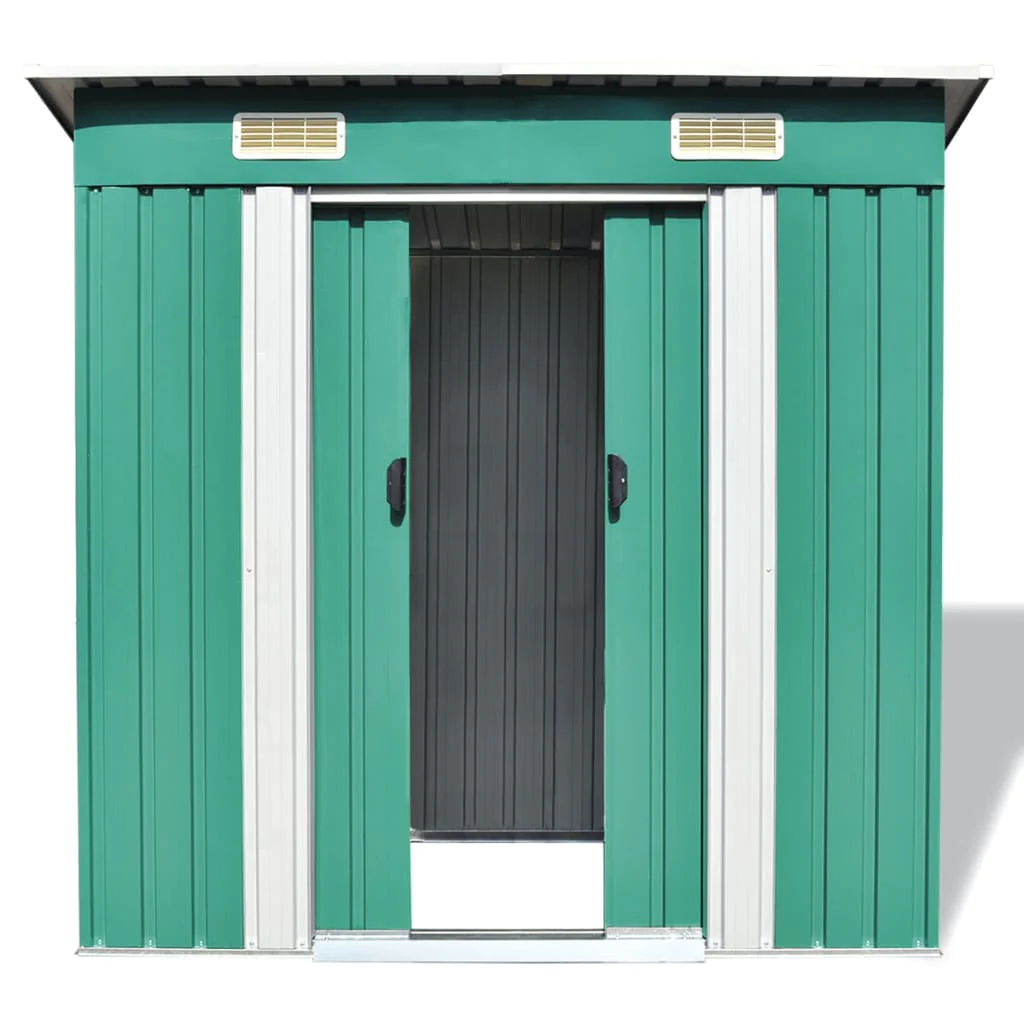 vidaXL Garden Shed Green Metal 74.8