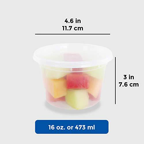 freshware food storage containers [50 set] 16 oz plastic deli containers with lids, slime, soup, meal prep containers | bpa f