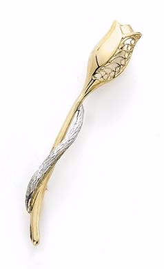 Jewelryweb 14k Two-Tone Single Flower Pin