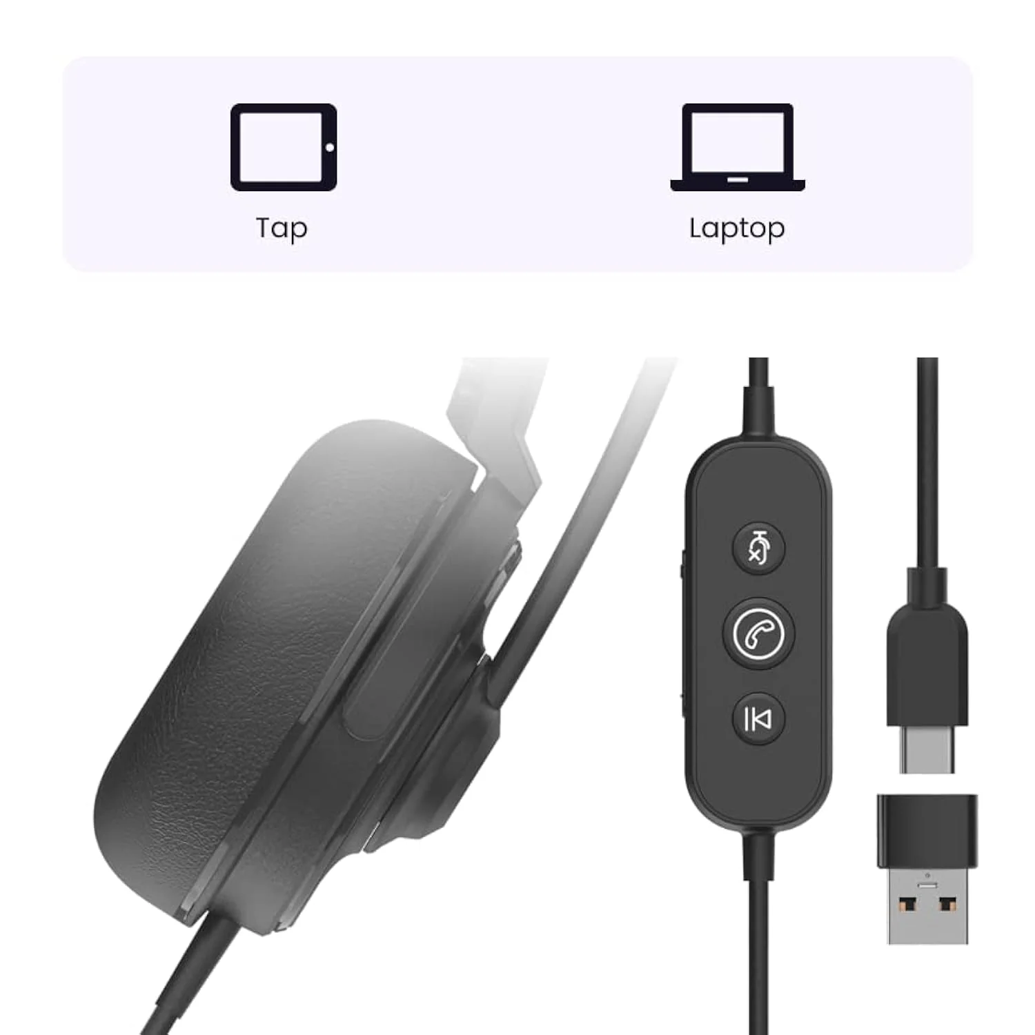 Zell Electronics Zell Wired Computer Headset, On-Ear Headphones With 2 Built-In Noise Cancelling Microphone Usb/Type-C Connection Computer Hea…