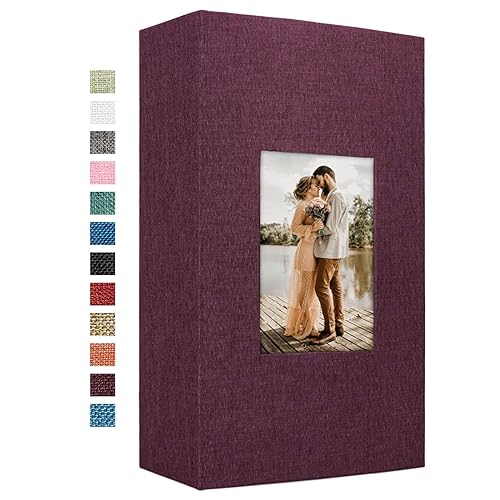 Vienrose Linen Photo Album 420 Pockets for 4x6 Photos Fabric Cover Photo Books Slip-in Picture Albums for Wedding Baby Vacation