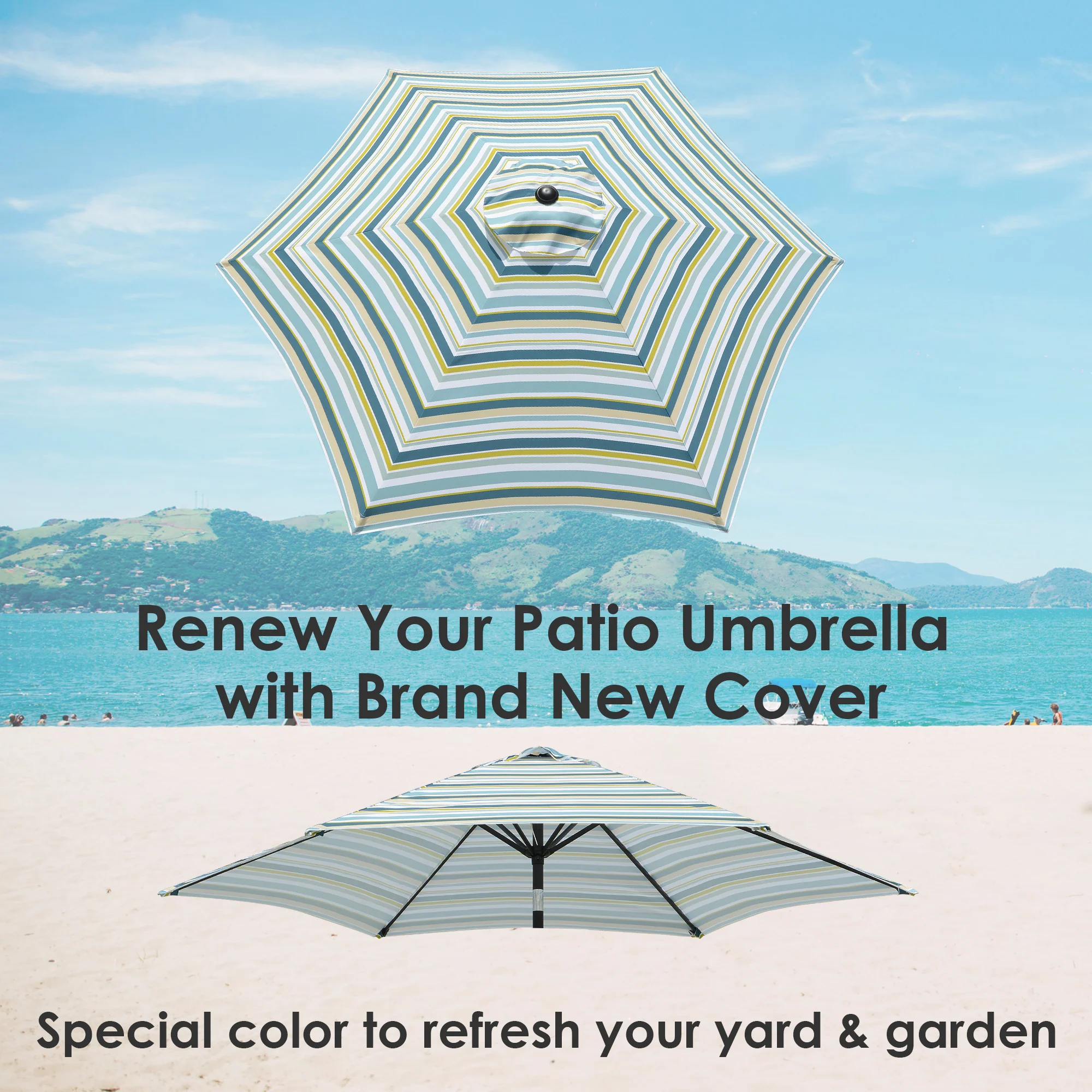 Yescom 9 Ft Patio Umbrella Replacement Canopy Market Table Top Sunshade Cover Garden