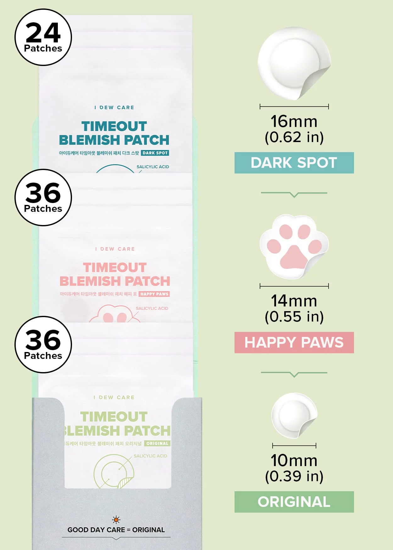 I Dew Care Hydrocolloid Acne Pimple Patch Trio - Meet Your Patch Set | Korean zit blemish dark spot patches for face and skin, 9