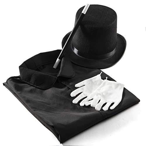 Prextex Kids Magician Costume and Kids Magic Kit - Magic Tricks Games Toy with Magic Costume Includes Top Hat, Cane, Cape, Wand and Full