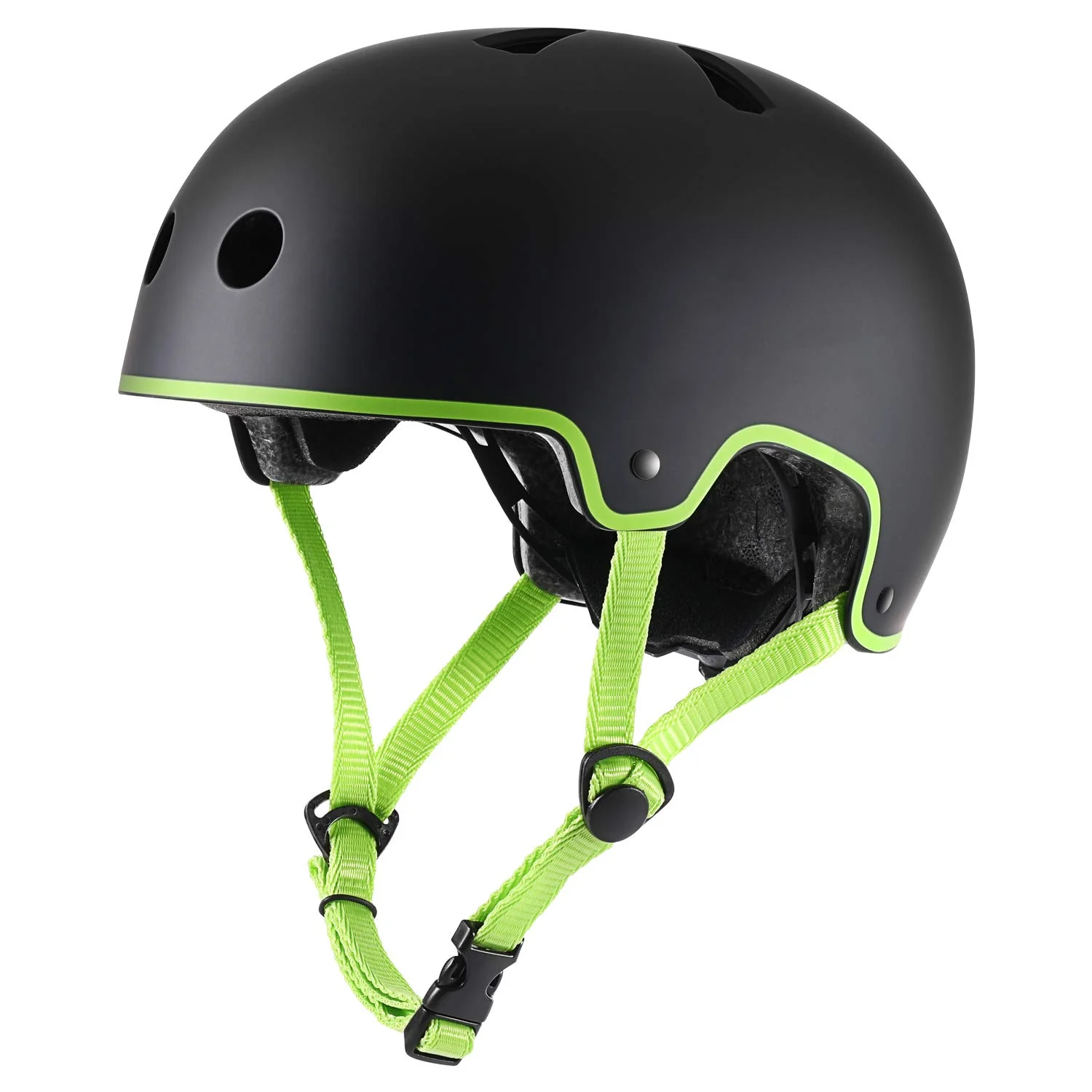 TurboSke Skateboard Helmet, BMX Helmet, Multi-Sport Helmet, Bike Helmet for Youth, Men, Women (Black&a;Green, L/XL)