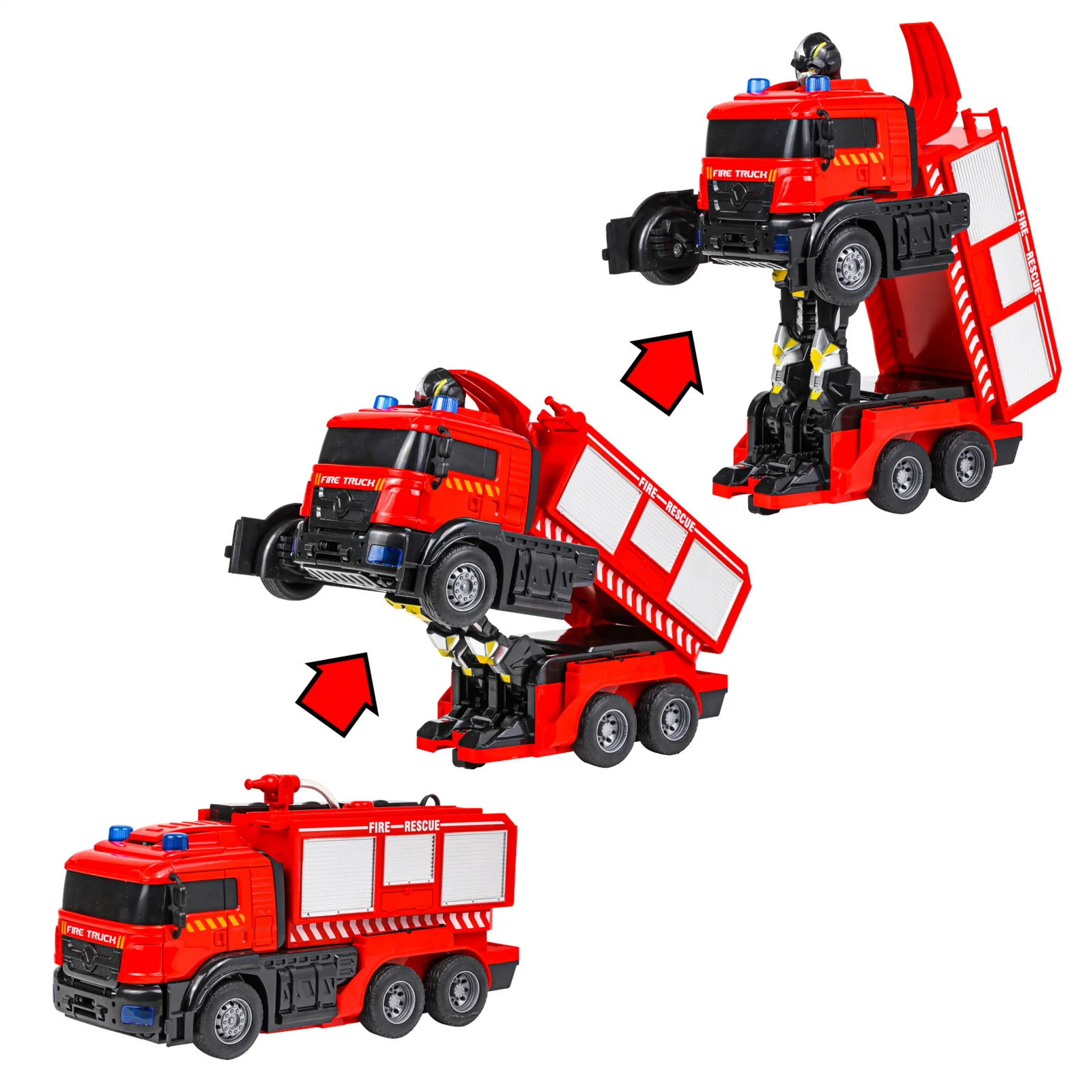 Kidplokio 2 in 1 Transforming Toys Robot Fire Truck RC Car Boys Ages 6 and Up