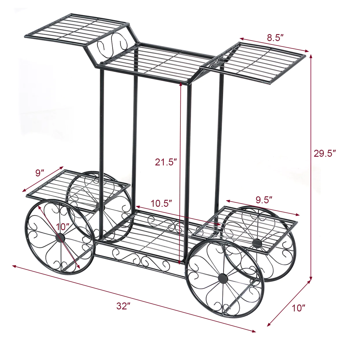 Costway 6-Tier Garden Cart Stand Flower Rack Display Decor Flower Pot Plant Holder