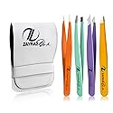 Zayraz Style Zayraz Tweezers Set - Professional Eyebrow Tweezers Set of 4 for women -Tweezers for Ingrown Hair, Facial Hair and Splinter Blac