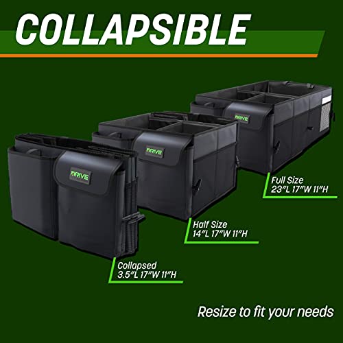 Drive Auto Products Drive Auto Trunk Organizers and Storage - Collapsible Multi-Compartment Car Organizer w/ Adjustable Straps - Automotive Consoles