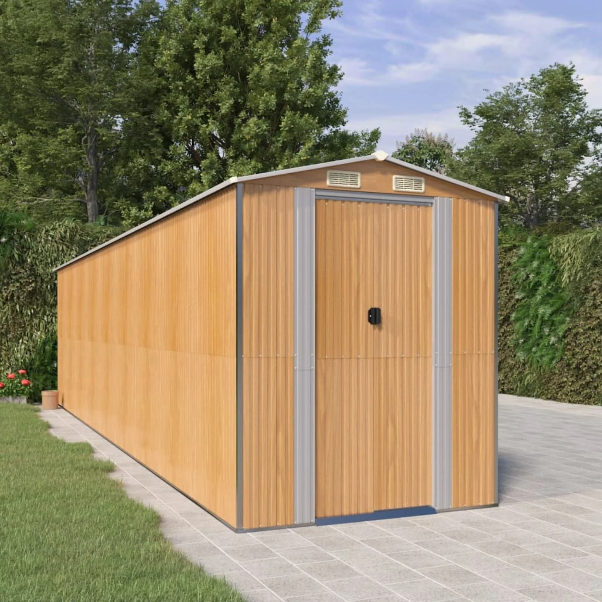 vidaXL Garden Shed Light Brown 75.6