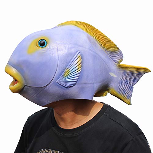 CreepyParty Animal Mask Fish Costume Mask Novelty Halloween Costume Party Latex Animal Head Mask (Tropical Fish)