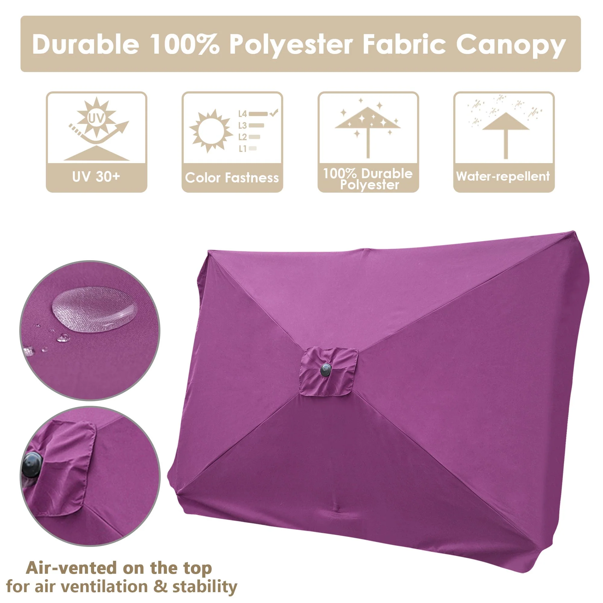 AplusBuy 10x6.5ft Rectangle Aluminum Outdoor Patio Umbrella Sunshade Crank Tilt Market Garden Color Opt
