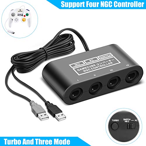 CLOUDREAM Adapter for Gamecube Controller, Super Smash Bros Switch Gamecube Adapter for WII U, Switch and PC. Support Turbo and