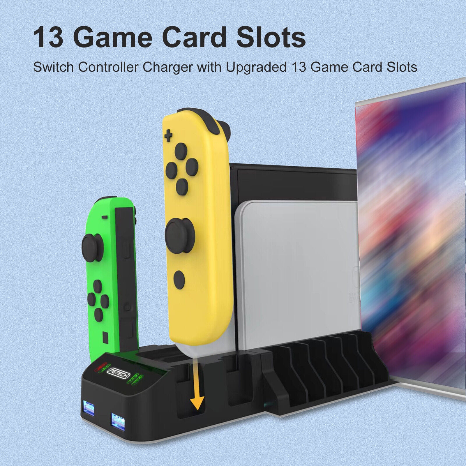 GCP Products Game Controller Charger Dock Station W/ 13 Card Holders For Nintendo Switch/Oled
