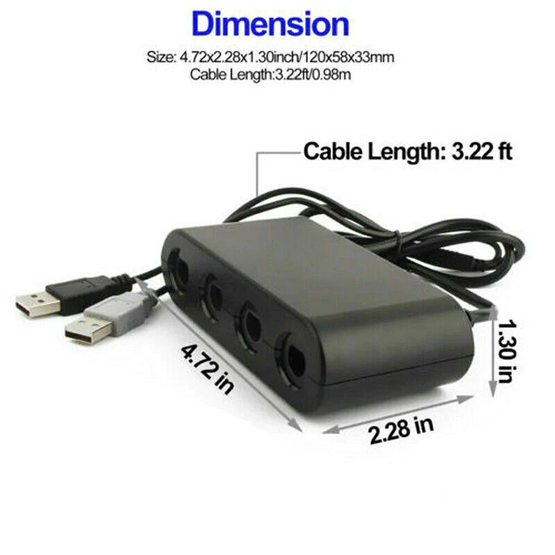 Great Choice Products Gamecube Controller Adapter 4 Port For Nintendo Switch Wii U &a; Pc Usb New Turbo