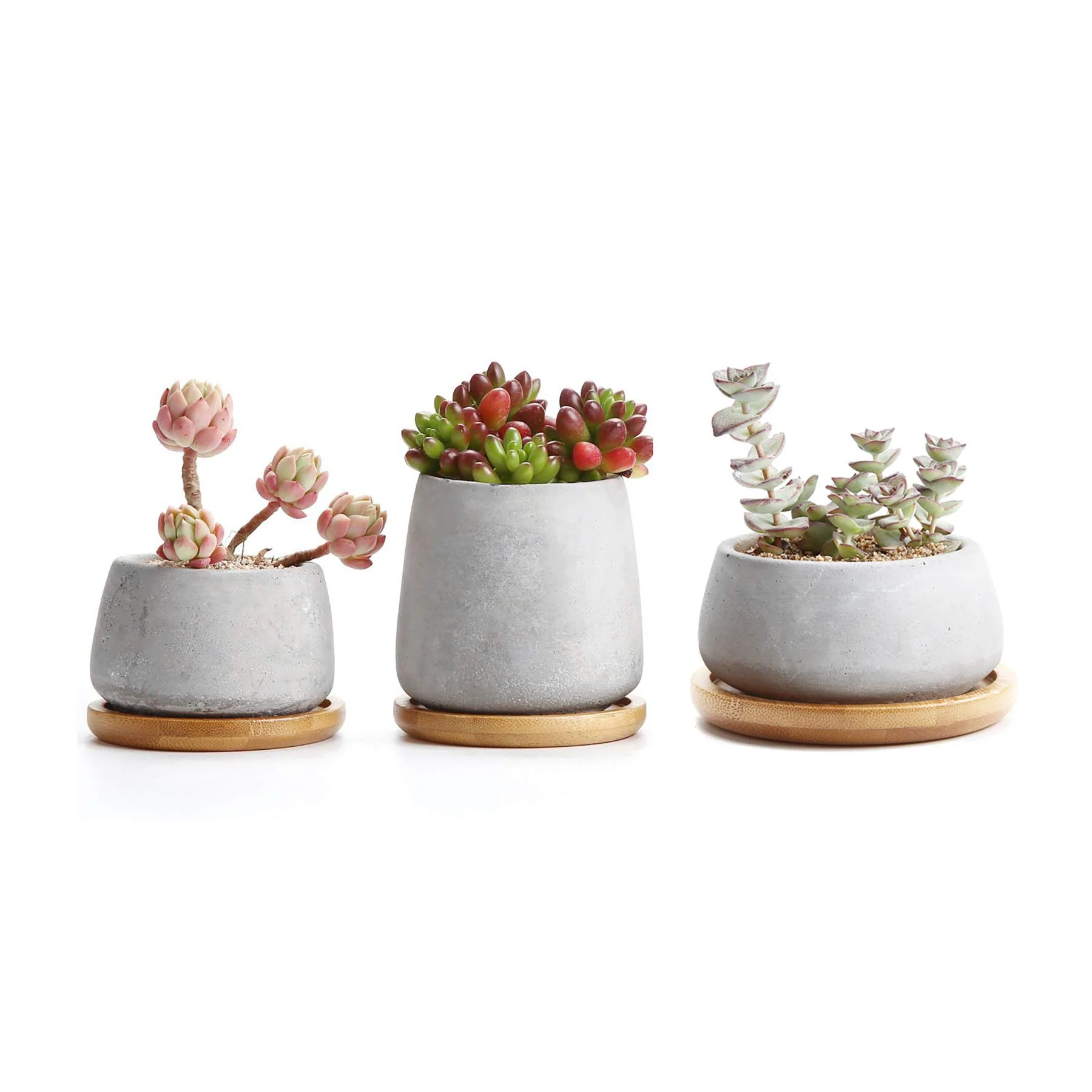 T4U 3 Inch - 4.25 Inch Cement Succulent Cactus Pot, Concrete Planter Pot Container Window Box, Small Clay Pot for Plants Flowers