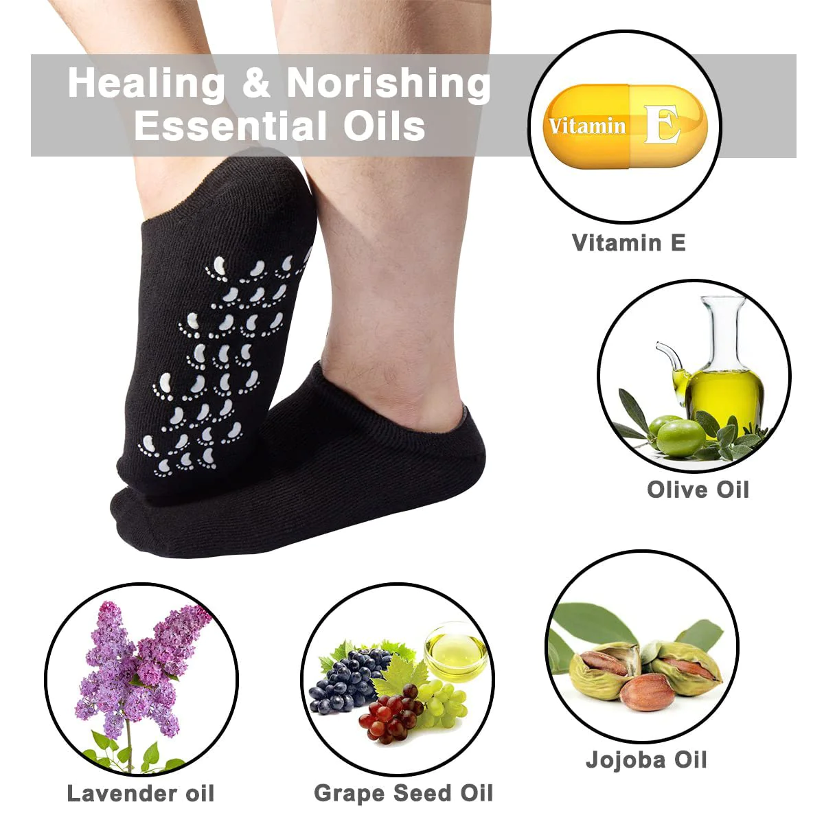 Codream Large Men&s;s Moisturizing Gel Socks Men&s;s Feet Care Ultimate Treatment for Dry Cracked Rough Skin on Feet Pack of 2 Pairs