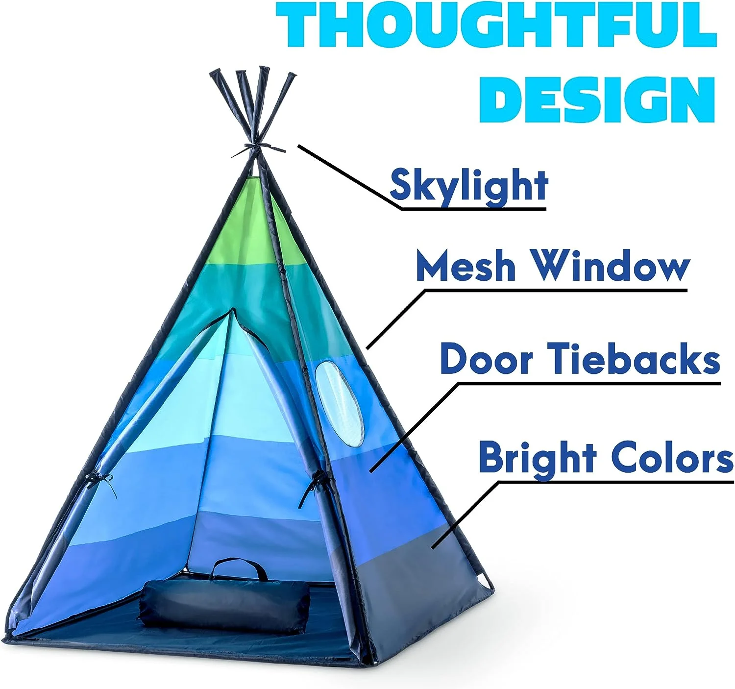 USA Toyz Happy Hut Teepee Tent for Kids - Blue